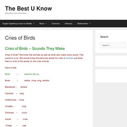 Cries of Birds - Sounds What They Make! TheBestUknow.com