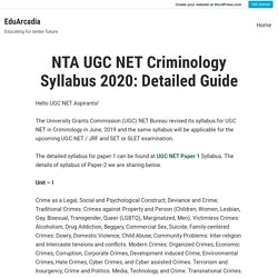 NTA UGC NET Criminology Syllabus 2020: Detailed Guide – EduArcadia