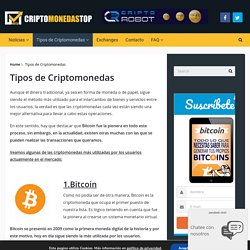 Tipos de Criptomonedas - CriptoMonedasTop