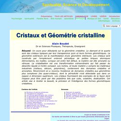 Cristaux, Cristallisation et Géométrie cristalline