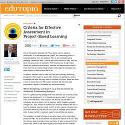 Criteria for Effective Assessment in Project-Based Learning