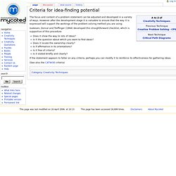 Criteria for idea-finding potential