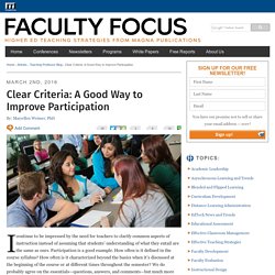 Clear Criteria: A Good Way to Improve Participation 
