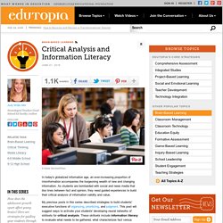 Critical Analysis and Information Literacy