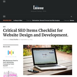 Critical SEO Items Checklist for Website Design and Development.