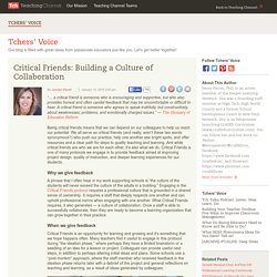 Critical Friends: Building a Culture of Collaboration
