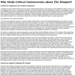 Why Study Critical Controversies about The Tempest?