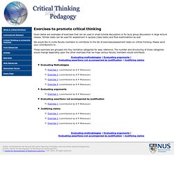 Critical Thinking and Pedagogy: Exercises and assessment tasks