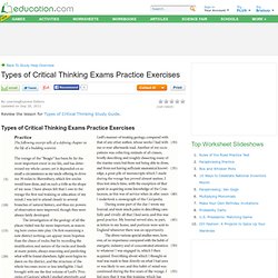 Types of Critical Thinking Exams Practice Exercises