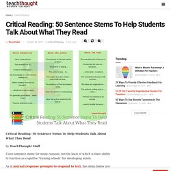 Critical Reading: 50 Sentence Stems Talk About What They Read