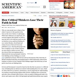 How Critical Thinkers Lose Their Faith in God: Scientific American