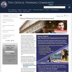 Critical Thinking Testing and Assessment