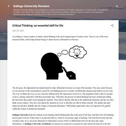Critical Thinking: an essential skill for life