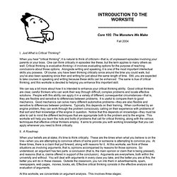 Critical Thinking Worksite: Introduction