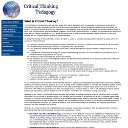 Critical Thinking and Pedagogy: What is Critical Thinking?