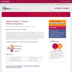 Watson-Glaser II Critical Thinking Appraisal – Critical Thinking Test, Management Assessment