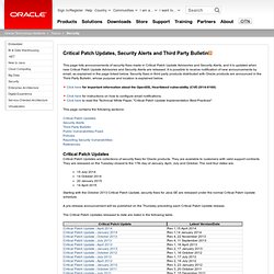 Critical Patch Updates and Security Alerts
