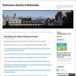 CriticalPast.com vidéos historiques en ligne