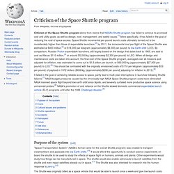 Criticism of the Space Shuttle program