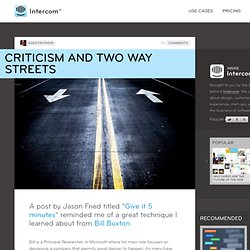 Criticism and Two Way Streets