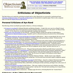 Criticisms of Ayn Rand and other Objectivists