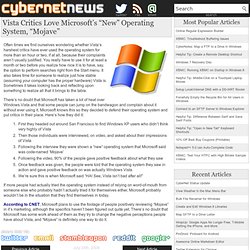 Vista Critics Love Microsoft’s “New” Operating System, “Mojave”