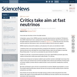 Critics Take Aim At Fast Neutrinos