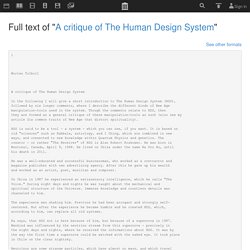 Full text of "A critique of The Human Design System"