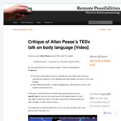 Critique of Allan Pease’s TEDx talk on body language