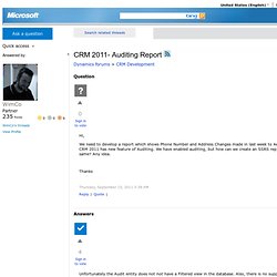 CRM 2011- Auditing Report