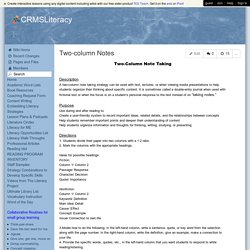 CRMSLiteracy - Two-column Notes