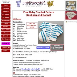 Free baby crochet pattern cardi and bonnet usa