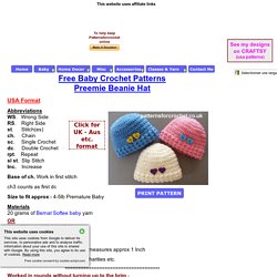 Free baby crochet pattern preemie beanie hat usa