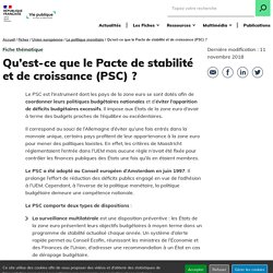 Pacte de stabilité et de croissance (PSC) : définition/ mécanismes