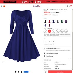 [35% OFF] 2019 Plus Size Crossover Midi Flare Dress In COBALT BLUE