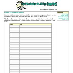 Crossword Puzzle Games - Create Puzzles