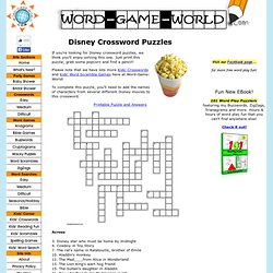 Disney Crossword Puzzles,Kids Printable Crossword Puzzles