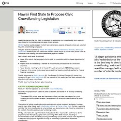 Hawaii First State to Propose Civic Crowdfunding Legislation