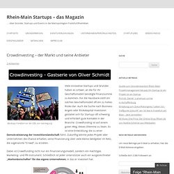 Crowdinvesting – der Markt und seine Anbieter « Rhein-Main Startups