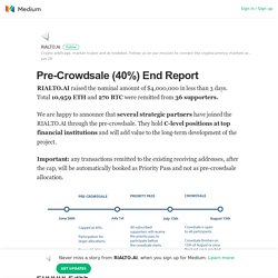 Pre-Crowdsale (40%) End Report – RIALTO.AI – Medium