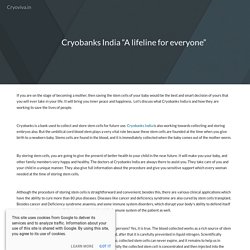 Cryobanks India “A lifeline for everyone”