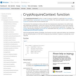CryptAcquireContext function