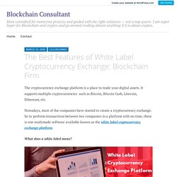 The Best Features of White Label Cryptocurrency Exchange: Blockchain Firm – Blockchain Consultant