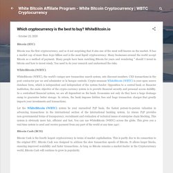 Which cryptocurrency is the best to buy? WhiteBitcoin.io