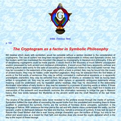 The Cryptogram as a factor in Symbolic Philosophy