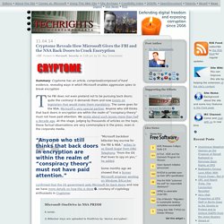 Cryptome Reveals How Microsoft Gives the FBI and the NSA Back Doors to Crack Encryption