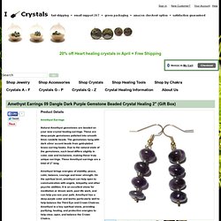 I Dig Crystals Amethyst Earrings 09 Dangle Gemstone Dark Purple Beaded Silver Crystal Healing 2" : amethyst