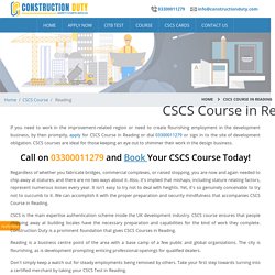 Call to Book Your CSCS course Now