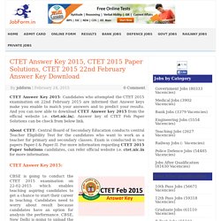 CTET Answer Key 2015, Download CTET 2015 Answer Key