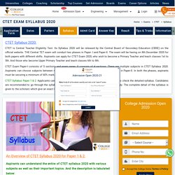 CTET Syllabus Paper 1 & 2 - CTET Syllabus Pdf